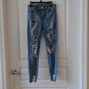 AE distressed super stretch denim